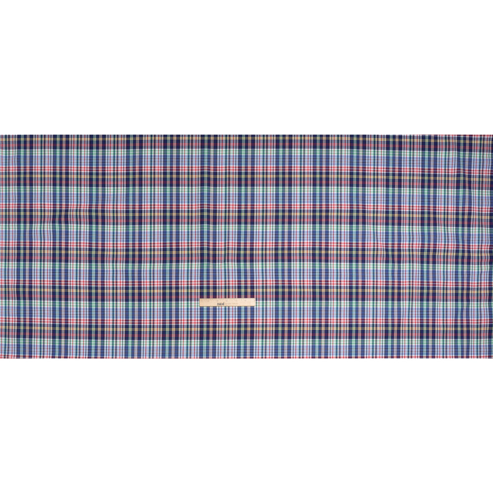 Cotton Twill Shirting - Blue, Green and Red Plaid - Deadstock Full Cotton Twill Shirting - Blue, Green and Red Plaid - Deadstock Full