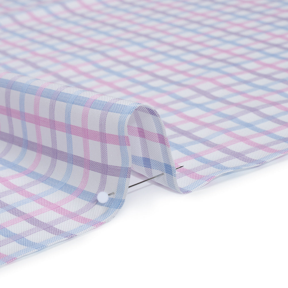 Cotton Twill Shirting - Baby Pink, Lavender and Light Blue Checks - Deadstock - Detail Cotton Twill Shirting - Baby Pink, Lavender and Light Blue Checks - Deadstock - Detail