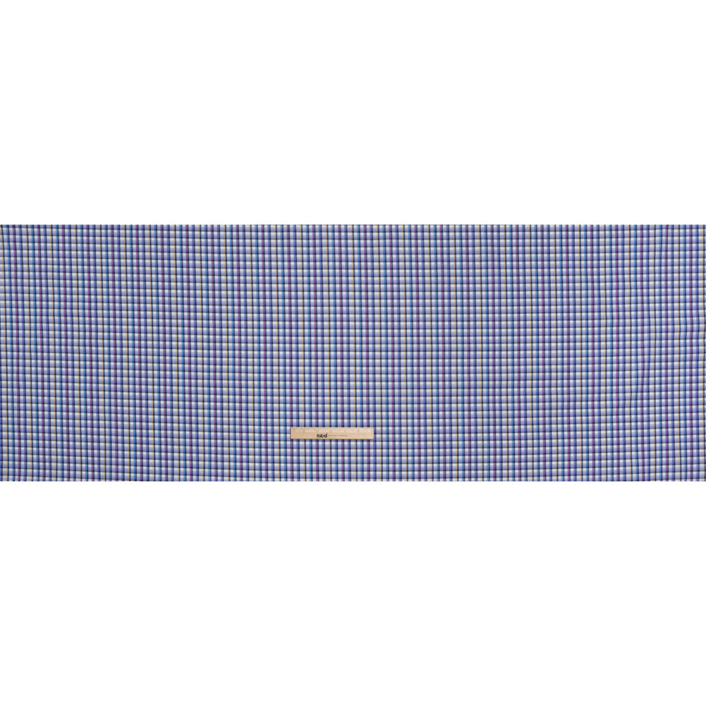 Cotton Twill Shirting - Blue, Magenta and Yellow Plaid - Deadstock Full Cotton Twill Shirting - Blue, Magenta and Yellow Plaid - Deadstock Full