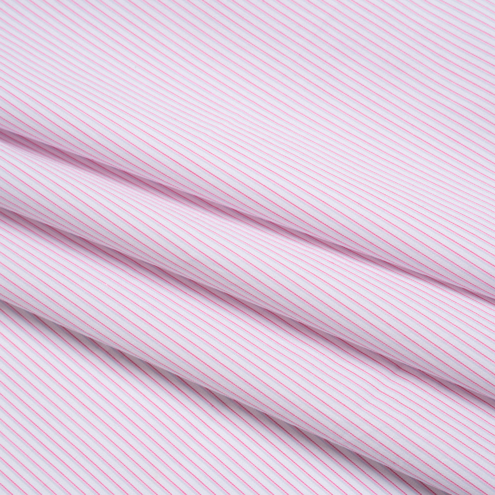 Cotton Twill Shirting - Light Pink, Pale Gray and White Shadow Pinstripes - Deadstock Folded Cotton Twill Shirting - Light Pink, Pale Gray and White Shadow Pinstripes - Deadstock Folded