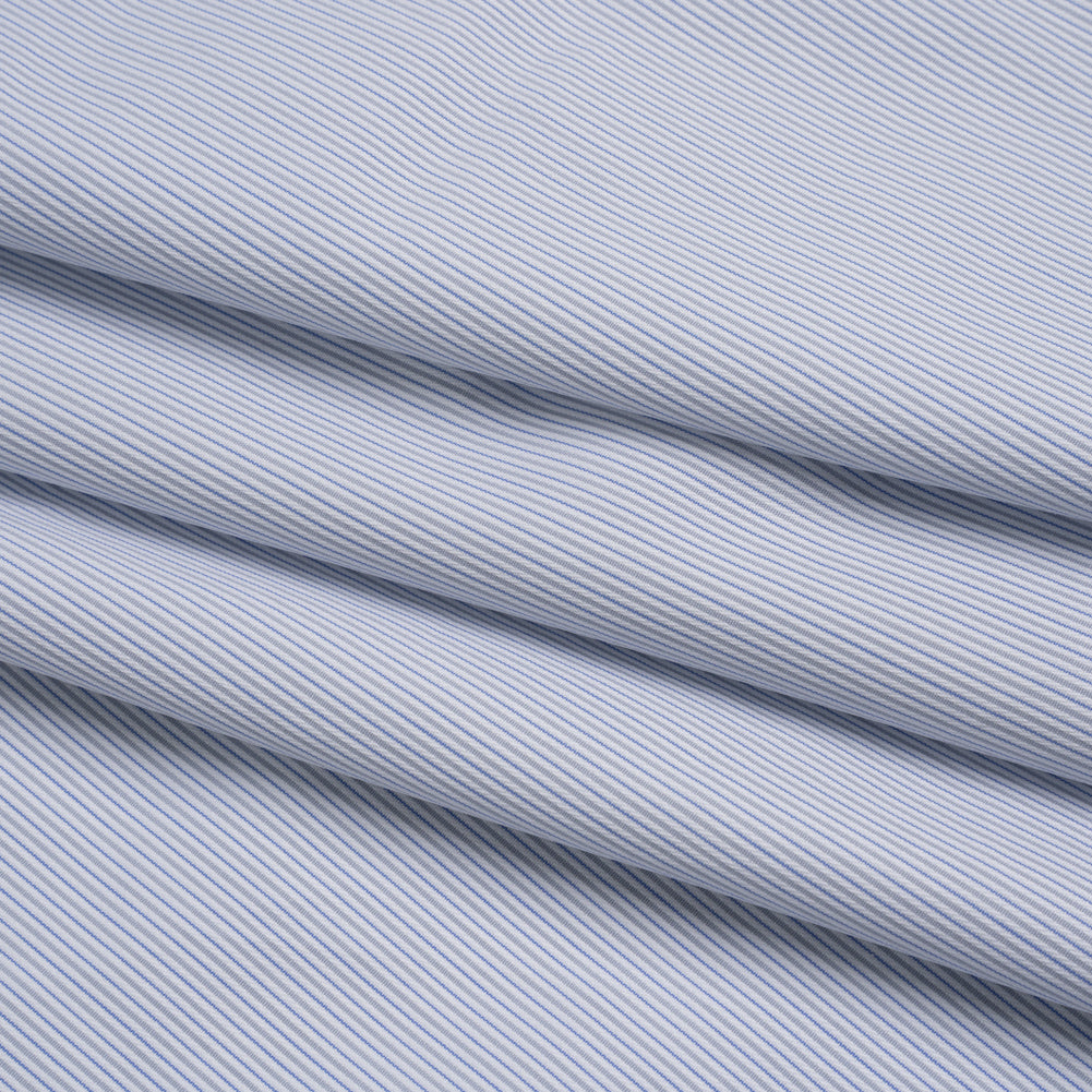 Cotton Dobby Shirting - White, Gray and Blue Rope Stripes - Deadstock Folded Cotton Dobby Shirting - White, Gray and Blue Rope Stripes - Deadstock Folded