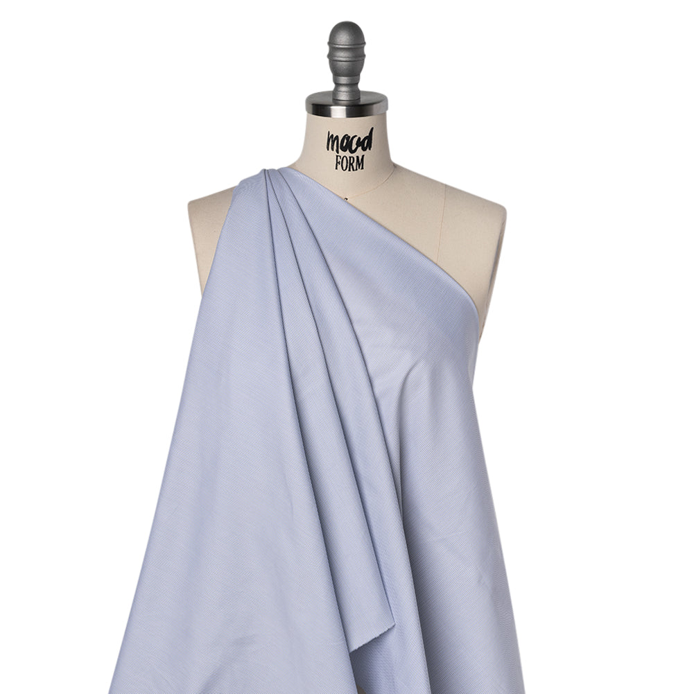 Cotton Dobby Shirting - White, Gray and Blue Rope Stripes - Deadstock Drape Cotton Dobby Shirting - White, Gray and Blue Rope Stripes - Deadstock Drape
