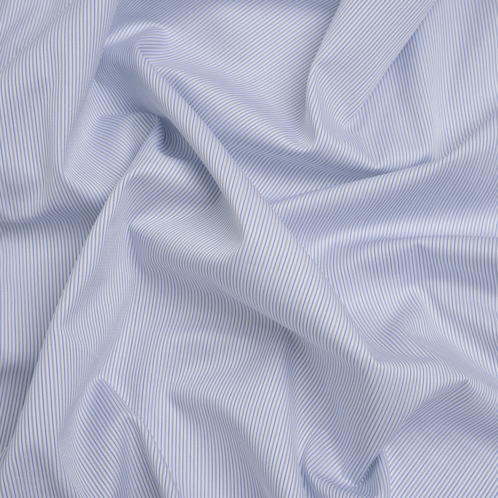 Cotton Dobby Shirting - White, Gray and Blue Rope Stripes - Deadstock Cotton Dobby Shirting - White, Gray and Blue Rope Stripes - Deadstock