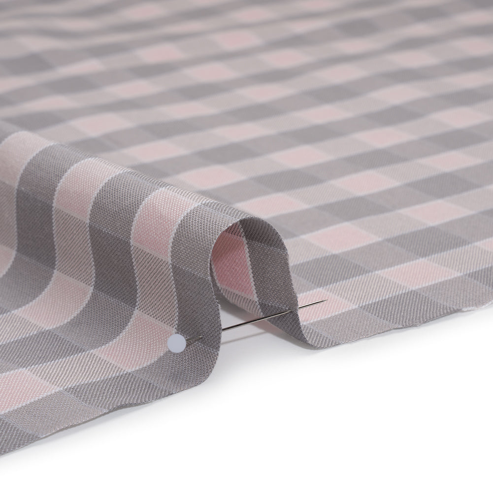 Cotton Oxford Shirting - Pale Pink and Gray Checks - Deadstock Cotton Oxford Shirting - Pale Pink and Gray Checks - Deadstock