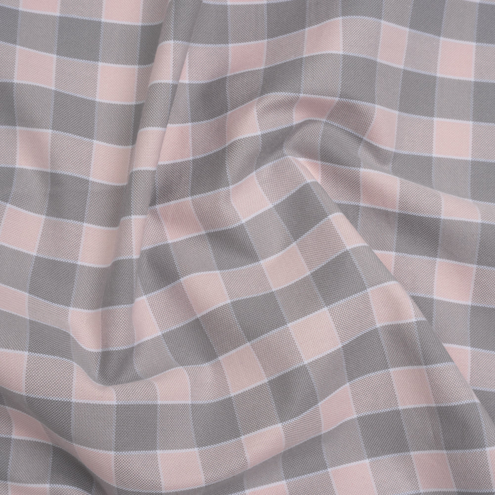 Cotton Oxford Shirting - Pale Pink and Gray Checks - Deadstock Cotton Oxford Shirting - Pale Pink and Gray Checks - Deadstock
