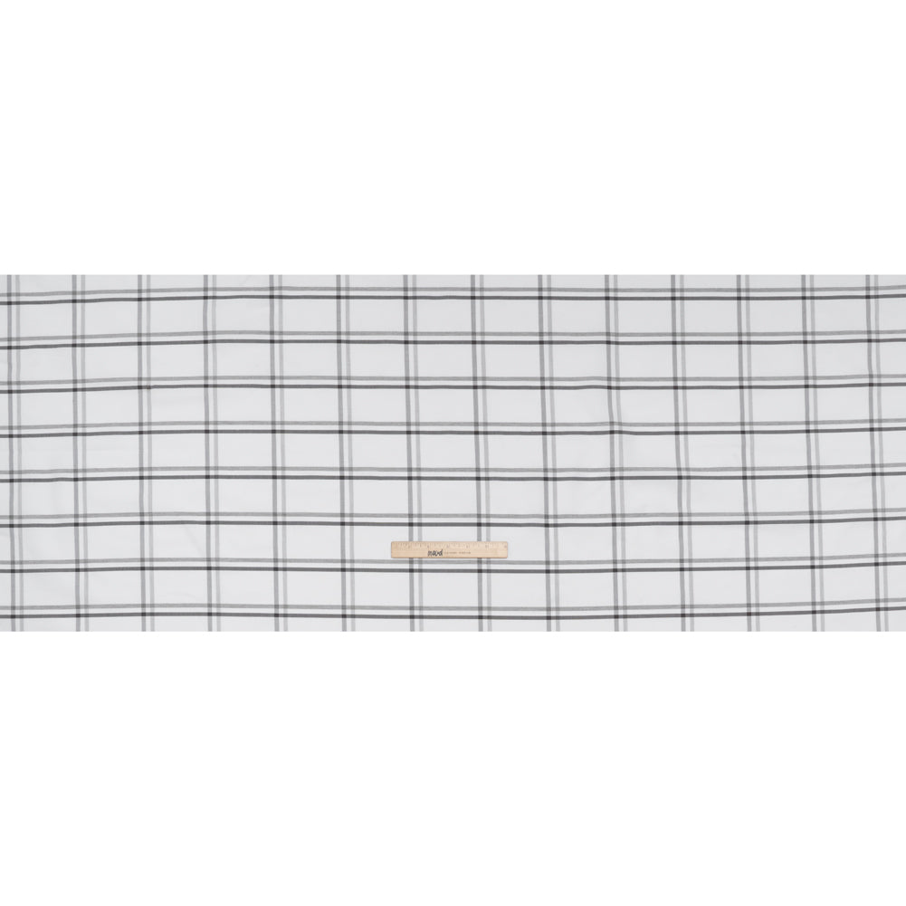 Cotton Oxford Shirting - Charcoal, Light Gray and White Plaid - Deadstock Full Cotton Oxford Shirting - Charcoal, Light Gray and White Plaid - Deadstock Full