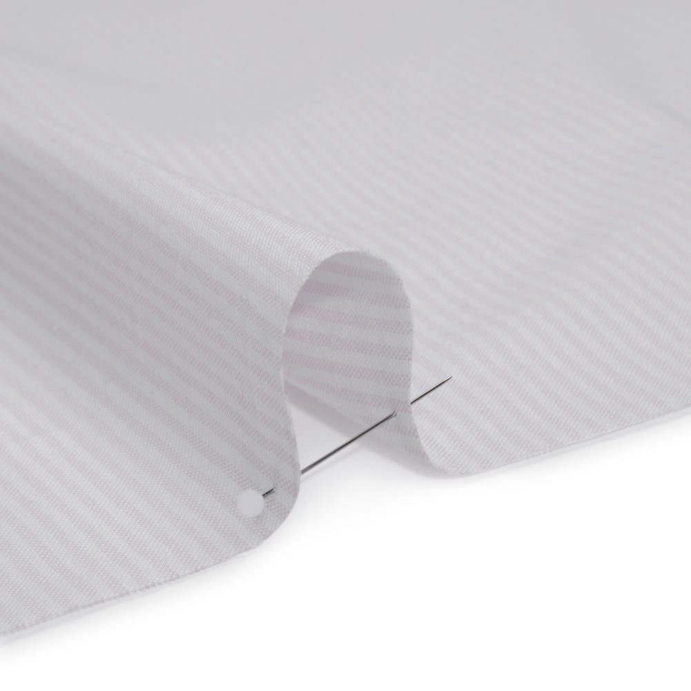 Cotton Oxford Shirting - Pale Pink and White Candy Stripes - Deadstock Cotton Oxford Shirting - Pale Pink and White Candy Stripes - Deadstock