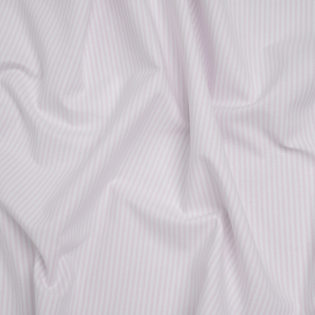 Cotton Oxford Shirting - Pale Pink and White Candy Stripes - Deadstock Cotton Oxford Shirting - Pale Pink and White Candy Stripes - Deadstock