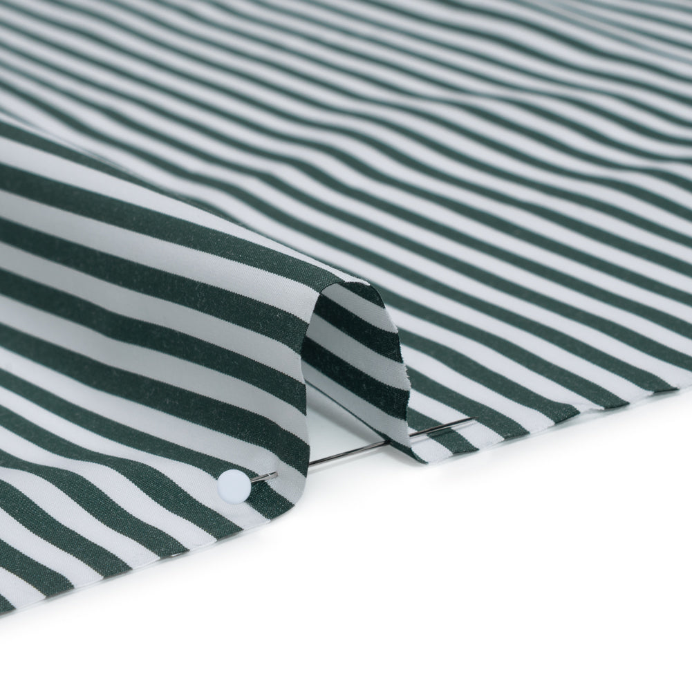Cotton Shirting - Dark Pine Green and White Candy Stripes - Deadstock Cotton Shirting - Dark Pine Green and White Candy Stripes - Deadstock