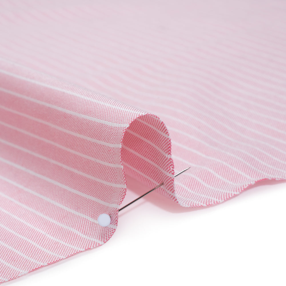 Cotton Oxford Shirting - Light Pink and White Chalk Stripes - Deadstock Cotton Oxford Shirting - Light Pink and White Chalk Stripes - Deadstock