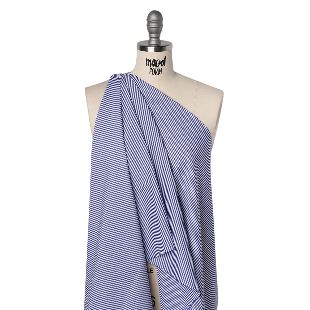 Cotton Shirting - Blue and White Candy Stripes - Deadstock Drape Cotton Shirting - Blue and White Candy Stripes - Deadstock Drape