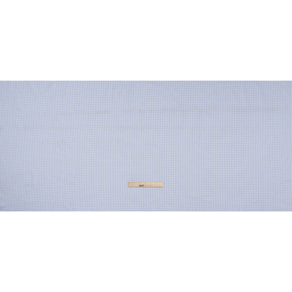 Cotton Twill Shirting - Sky, Medium Blue and White Checked Plaid - Deadstock Cotton Twill Shirting - Sky, Medium Blue and White Checked Plaid - Deadstock