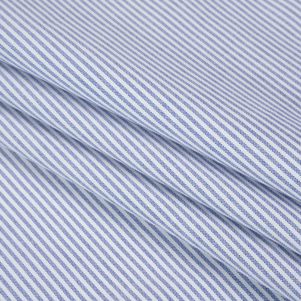 Cotton Oxford Shirting - Blue and White Candy Stripes - Deadstock Cotton Oxford Shirting - Blue and White Candy Stripes - Deadstock