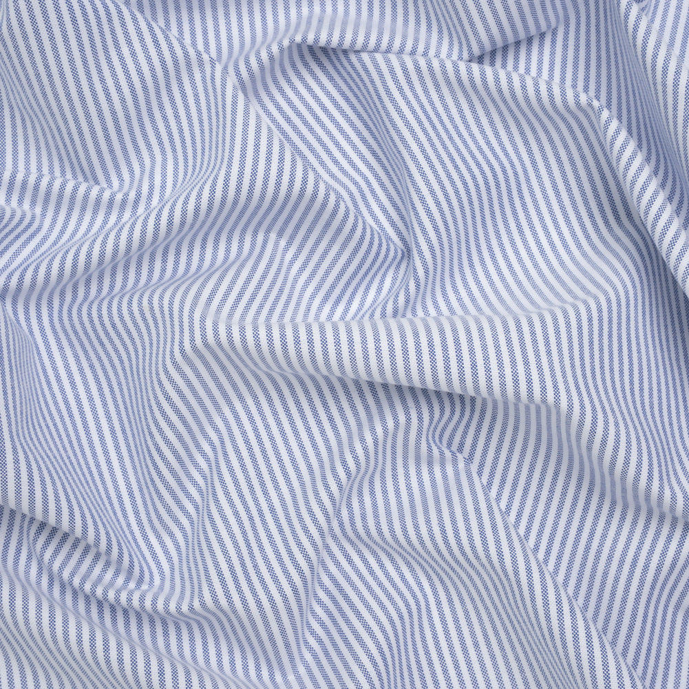 Cotton Oxford Shirting - Blue and White Candy Stripes - Deadstock Cotton Oxford Shirting - Blue and White Candy Stripes - Deadstock