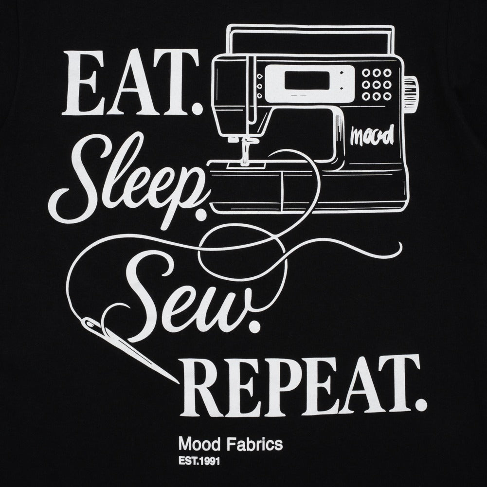 Mood T-Shirt - Unisex Crew Neck - Black Eat. Sleep. Sew. Repeat - Folded Mood T-Shirt - Unisex Crew Neck - Black Eat. Sleep. Sew. Repeat - Folded
