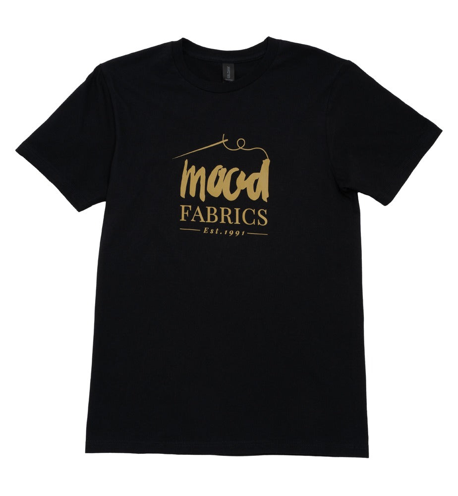 Mood T-Shirt - Unisex Crew Neck - Black and Gold Mood Fabrics Logo Mood T-Shirt - Unisex Crew Neck - Black and Gold Mood Fabrics Logo