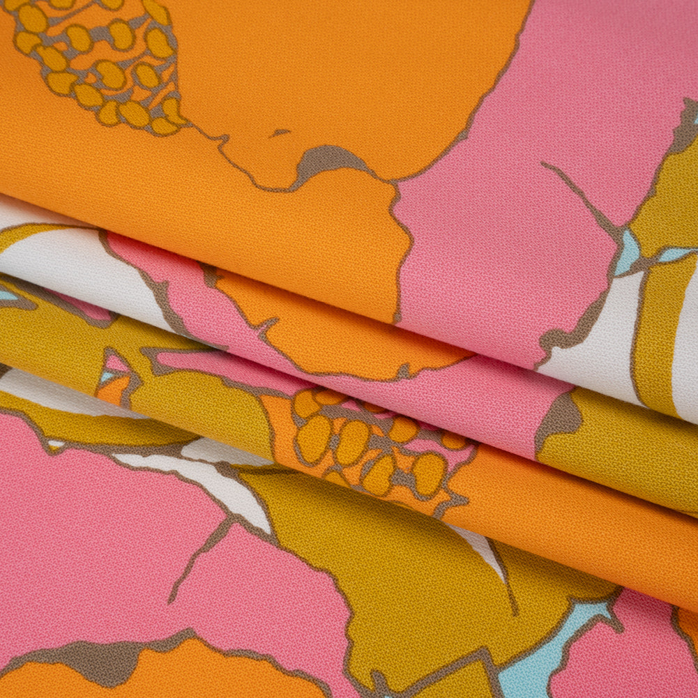 Stretch Cotton Broken Twill Print by Trina Turk - Pink, Orange and Sky Blue Floral - Designer Deadstock Folded Stretch Cotton Broken Twill Print by Trina Turk - Pink, Orange and Sky Blue Floral - Designer Deadstock Folded