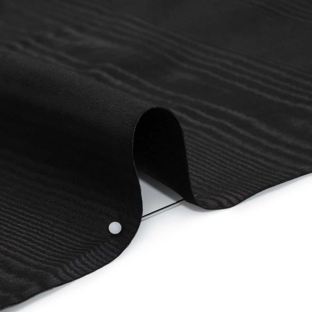 Lightweight Polyester Bengaline Moire - Black - Louisa Collection Detail Lightweight Polyester Bengaline Moire - Black - Louisa Collection Detail