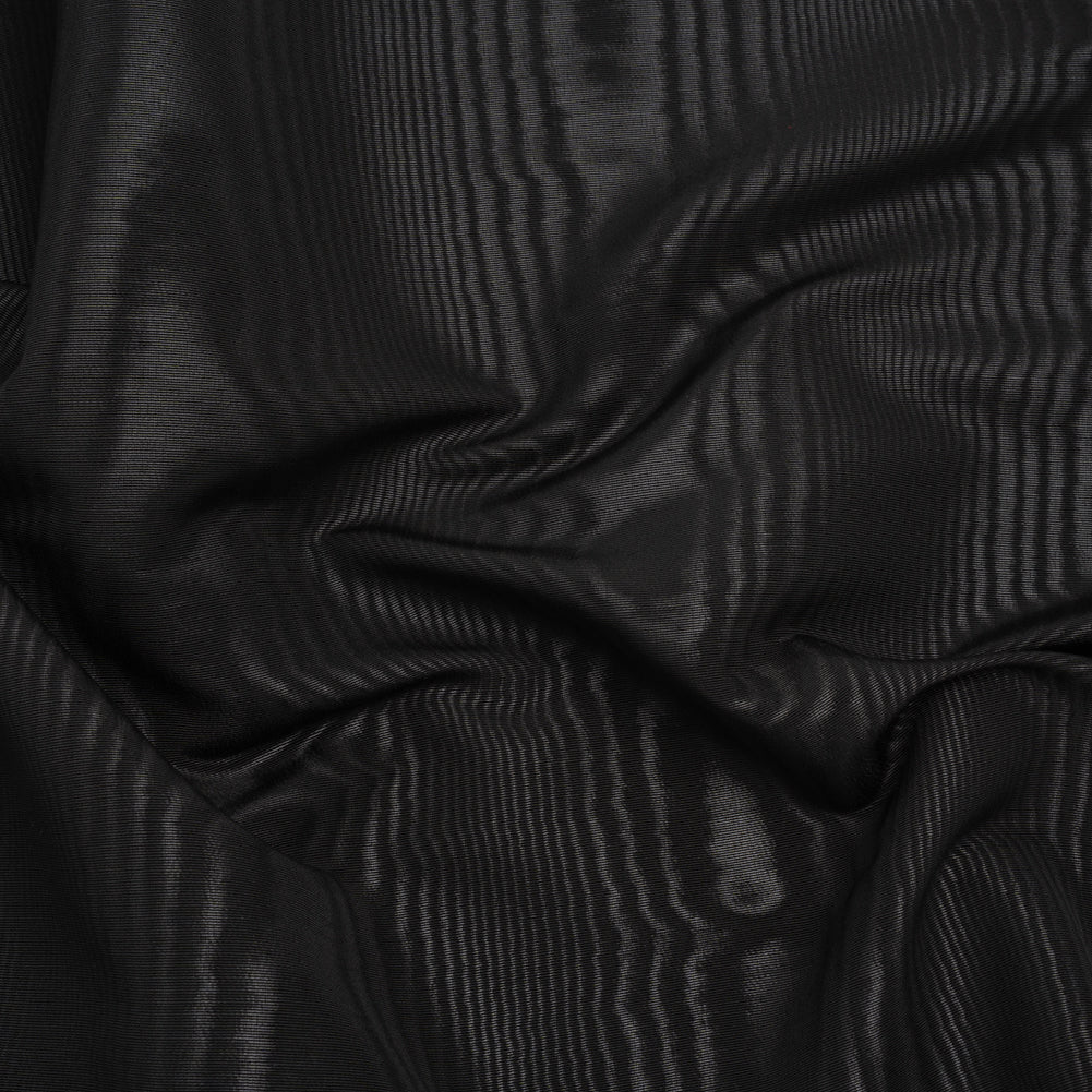 Lightweight Polyester Bengaline Moire - Black - Louisa Collection Lightweight Polyester Bengaline Moire - Black - Louisa Collection