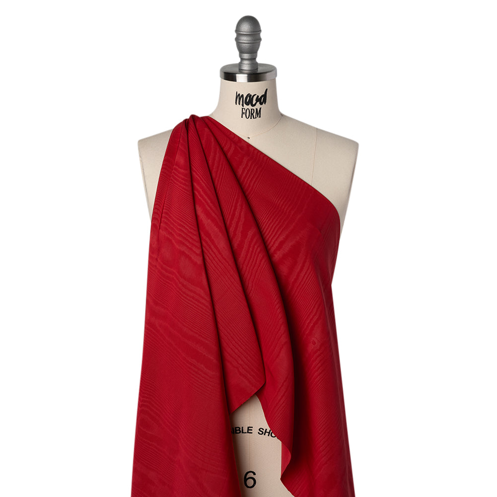Lightweight Polyester Bengaline Moire - Red - Louisa Collection Lightweight Polyester Bengaline Moire - Red - Louisa Collection