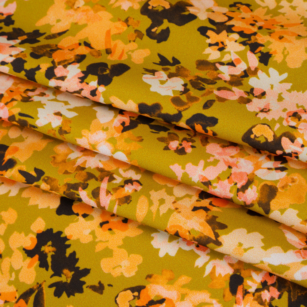 Polyester Satin - Chartreuse, Pale Orange and White Floral - Mood Exclusive Petal Confetti Print Polyester Satin - Chartreuse, Pale Orange and White Floral - Mood Exclusive Petal Confetti Print