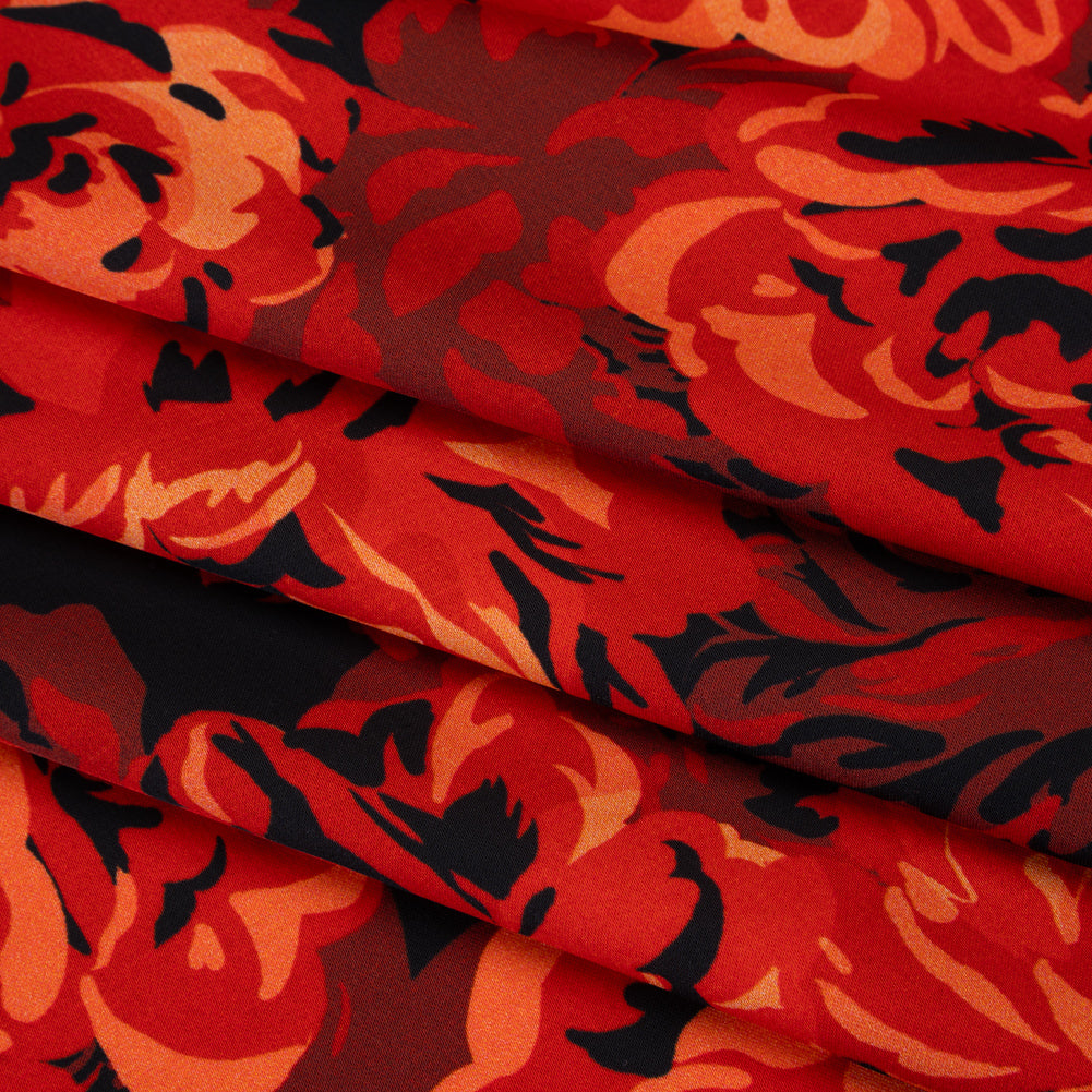 Polyester Satin - Scarlet Red, Burgundy and Black Roses - Mood Exclusive Midnight Muse Print Polyester Satin - Scarlet Red, Burgundy and Black Roses - Mood Exclusive Midnight Muse Print