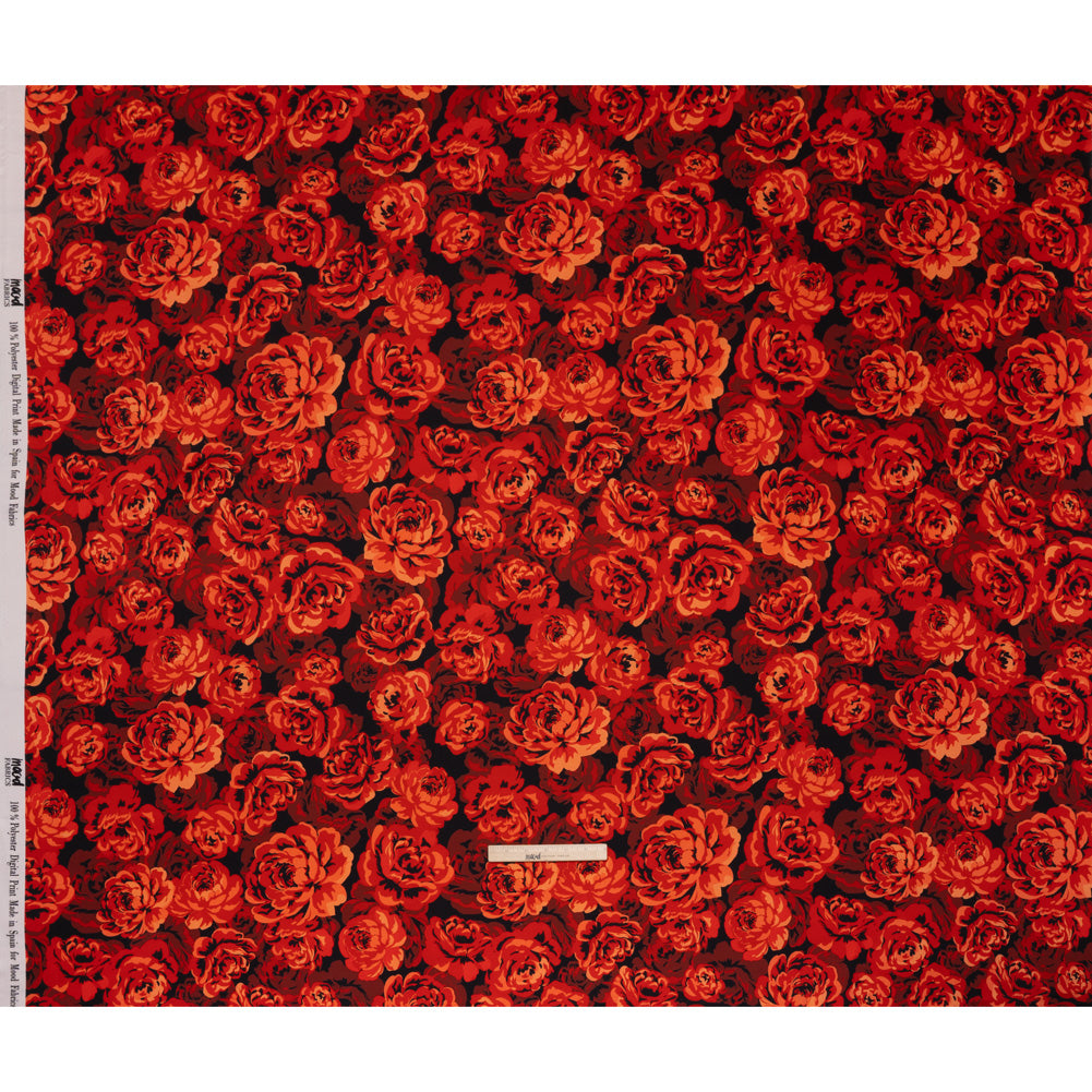 Polyester Satin - Scarlet Red, Burgundy and Black Roses - Mood Exclusive Midnight Muse Print Polyester Satin - Scarlet Red, Burgundy and Black Roses - Mood Exclusive Midnight Muse Print