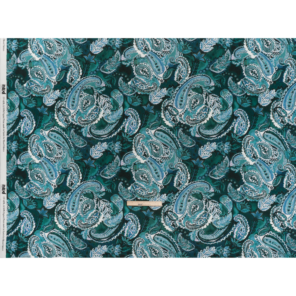 Linen and Rayon Woven - Blue, Green and Teal Paisley - Mood Exclusive Drifting Dream Print Linen and Rayon Woven - Blue, Green and Teal Paisley - Mood Exclusive Drifting Dream Print