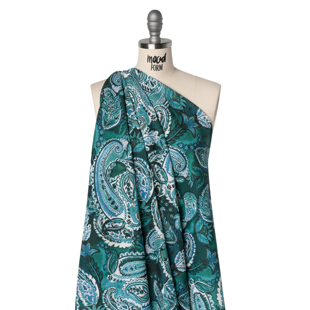 Linen and Rayon Woven - Blue, Green and Teal Paisley - Mood Exclusive Drifting Dream Print Linen and Rayon Woven - Blue, Green and Teal Paisley - Mood Exclusive Drifting Dream Print