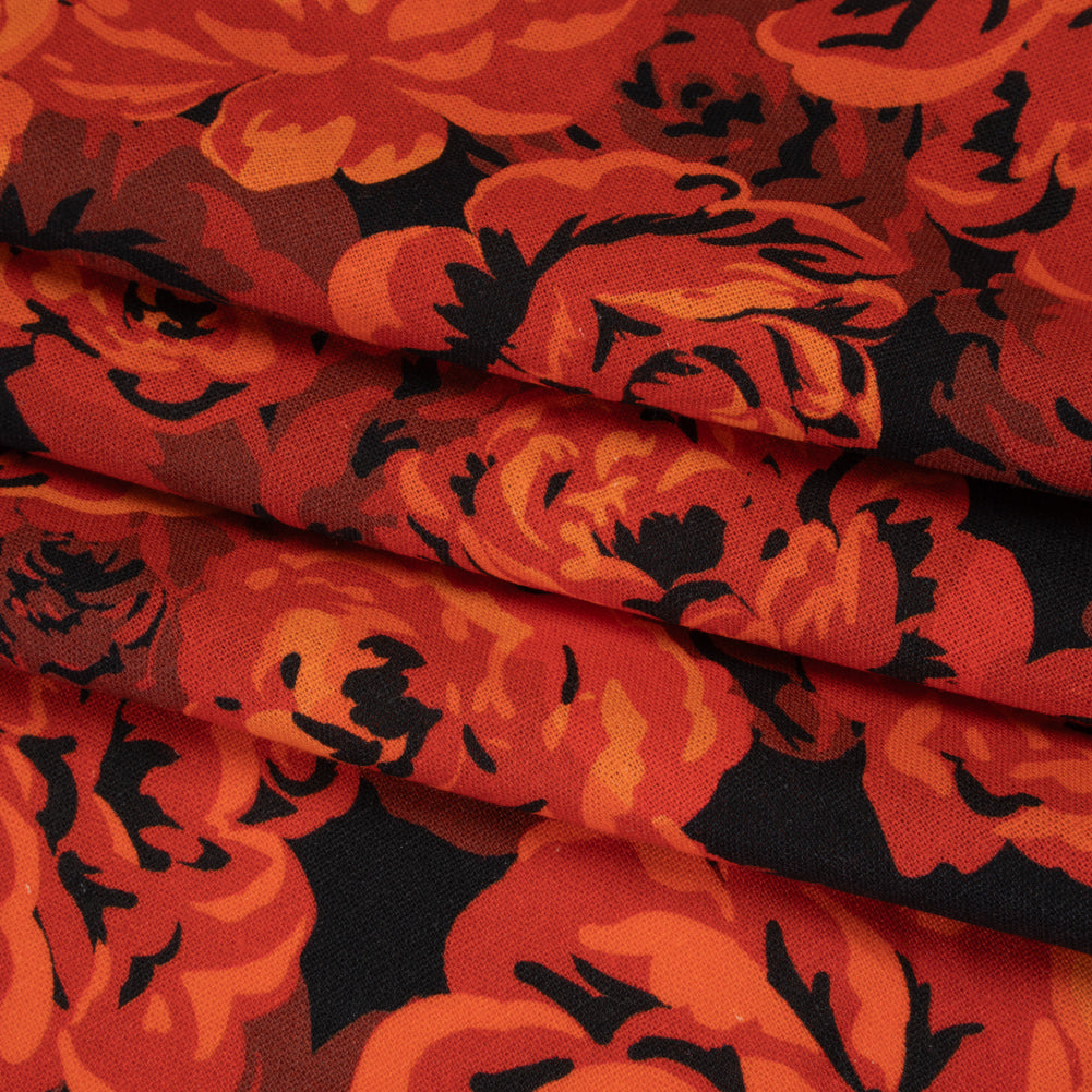 Linen and Rayon Woven - Scarlet Red, Burgundy and Black Roses - Mood Exclusive Midnight Muse Print Linen and Rayon Woven - Scarlet Red, Burgundy and Black Roses - Mood Exclusive Midnight Muse Print