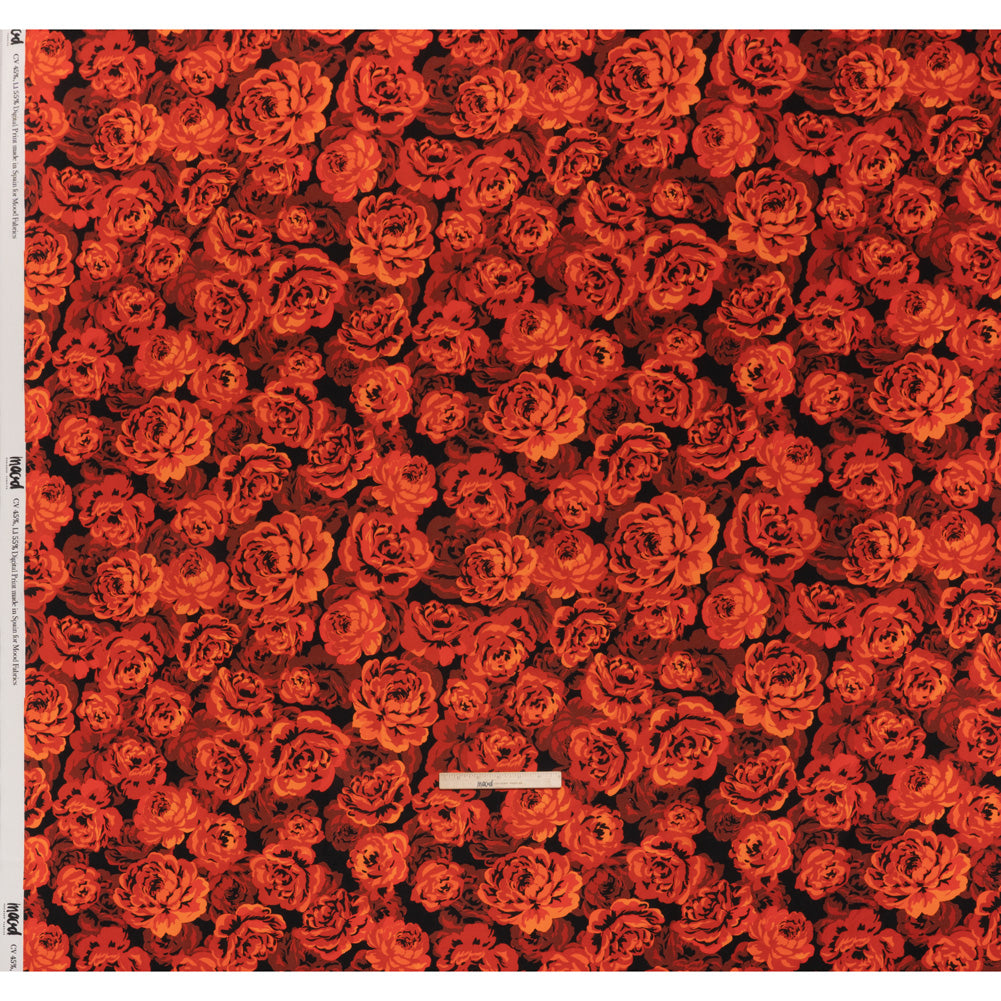 Linen and Rayon Woven - Scarlet Red, Burgundy and Black Roses - Mood Exclusive Midnight Muse Print Linen and Rayon Woven - Scarlet Red, Burgundy and Black Roses - Mood Exclusive Midnight Muse Print