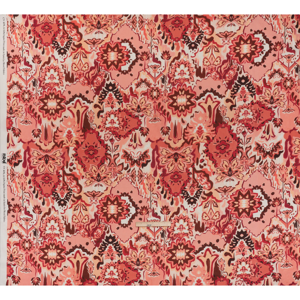 Linen and Rayon Woven - Pink, Peach and Pale Orange Almost-Geometric Floral - Mood Exclusive Fractured Flora Print - Full Linen and Rayon Woven - Pink, Peach and Pale Orange Almost-Geometric Floral - Mood Exclusive Fractured Flora Print - Full