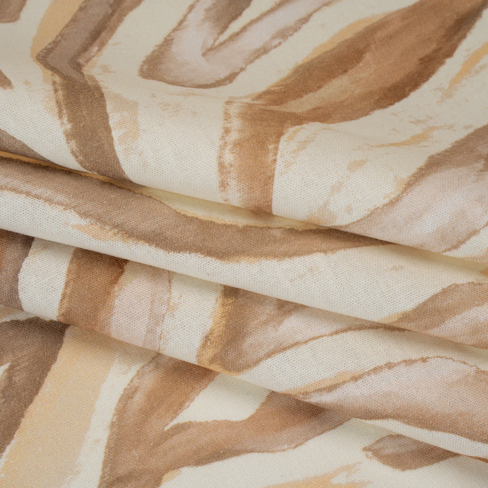 Linen and Rayon Woven - Beige, Brown and Cream Painterly Animal Stripes - Mood Exclusive Safari Sweep Print Linen and Rayon Woven - Beige, Brown and Cream Painterly Animal Stripes - Mood Exclusive Safari Sweep Print