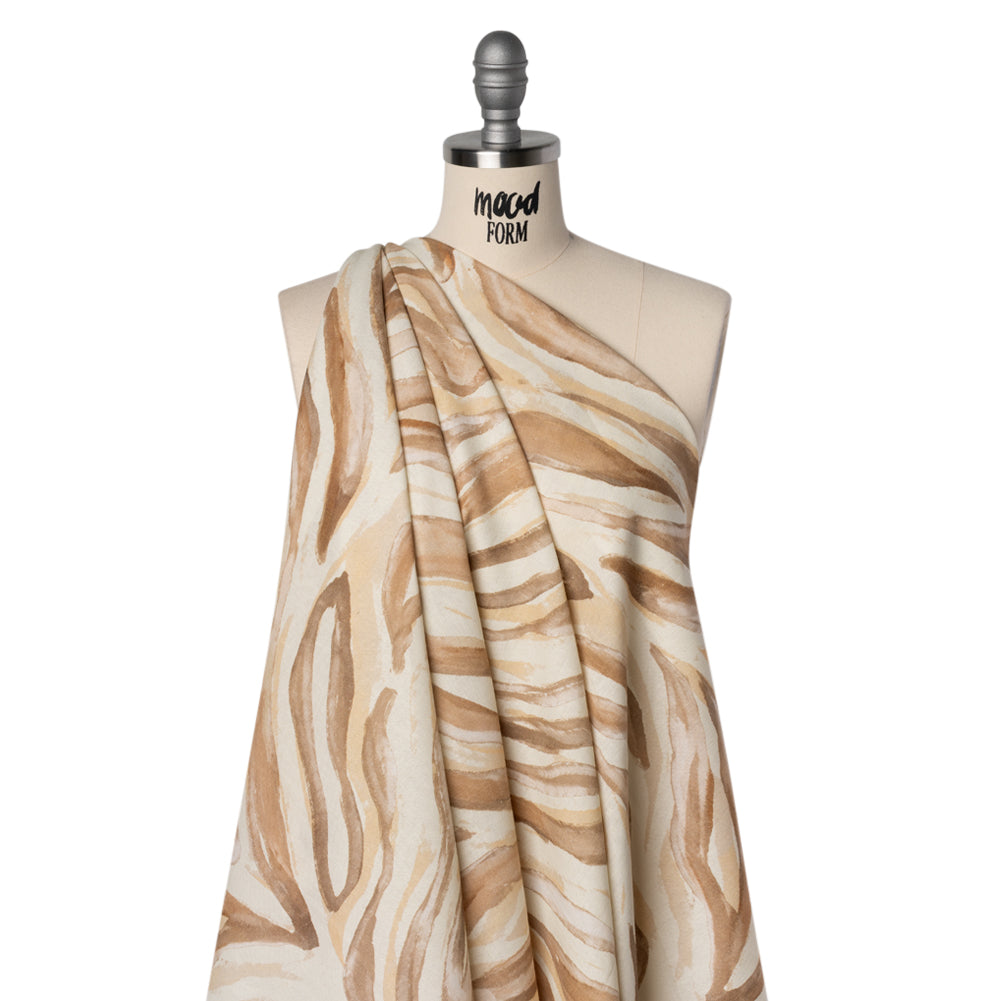 Linen and Rayon Woven - Beige, Brown and Cream Painterly Animal Stripes - Mood Exclusive Safari Sweep Print Linen and Rayon Woven - Beige, Brown and Cream Painterly Animal Stripes - Mood Exclusive Safari Sweep Print