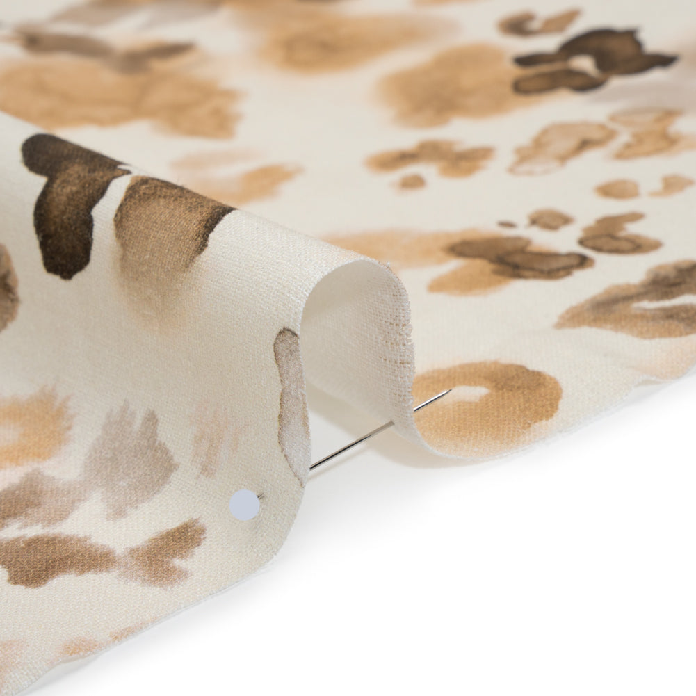Linen and Rayon Woven - Beige, Brown and Cream Painterly Animal Spots - Mood Exclusive Dappled Desert Print Linen and Rayon Woven - Beige, Brown and Cream Painterly Animal Spots - Mood Exclusive Dappled Desert Print