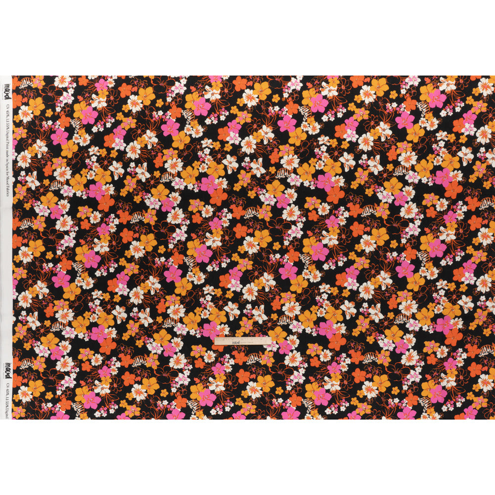 Linen and Rayon Woven - Orange, Hot Pink and Black Floral - Mood Exclusive Hot Tropic Print Linen and Rayon Woven - Orange, Hot Pink and Black Floral - Mood Exclusive Hot Tropic Print