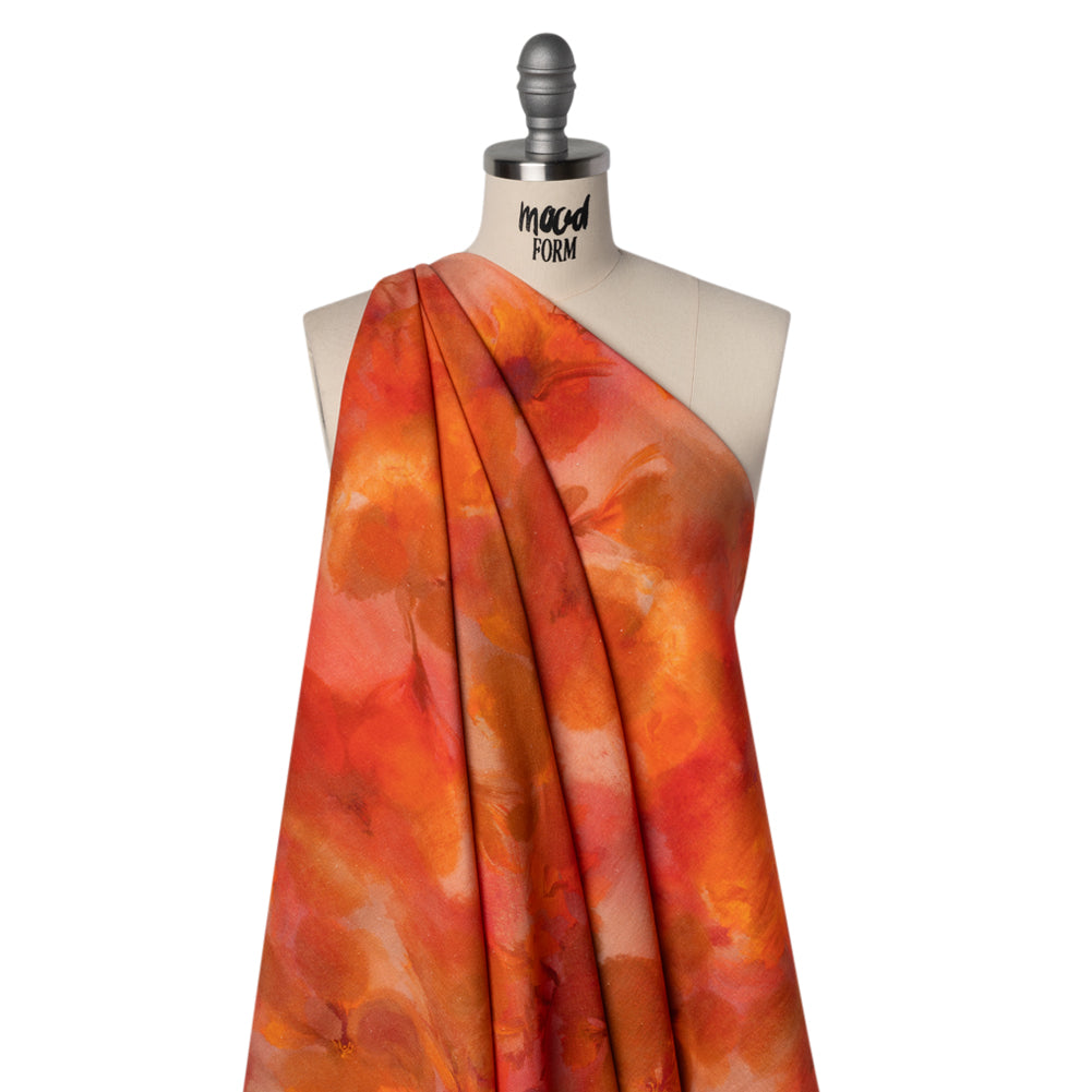 Linen and Rayon Woven - Orange, Red and Tan Muddled Pressed Flowers - Mood Exclusive Autumn Blaze Print Linen and Rayon Woven - Orange, Red and Tan Muddled Pressed Flowers - Mood Exclusive Autumn Blaze Print