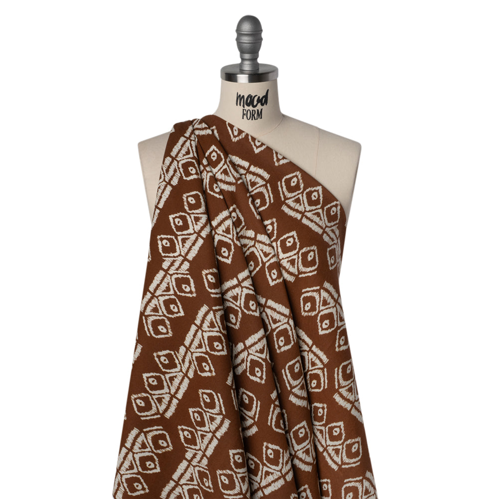 Linen and Rayon Woven - Brown and Off White Soft Geometrics - Mood Exclusive Geo Drift Print Linen and Rayon Woven - Brown and Off White Soft Geometrics - Mood Exclusive Geo Drift Print