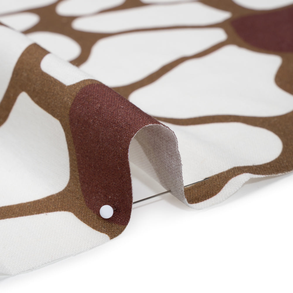 Linen and Rayon Woven - Brown, Cream and Burgundy Abstract Daisies - Mood Exclusive Dilly-Dally Daisies Print Linen and Rayon Woven - Brown, Cream and Burgundy Abstract Daisies - Mood Exclusive Dilly-Dally Daisies Print