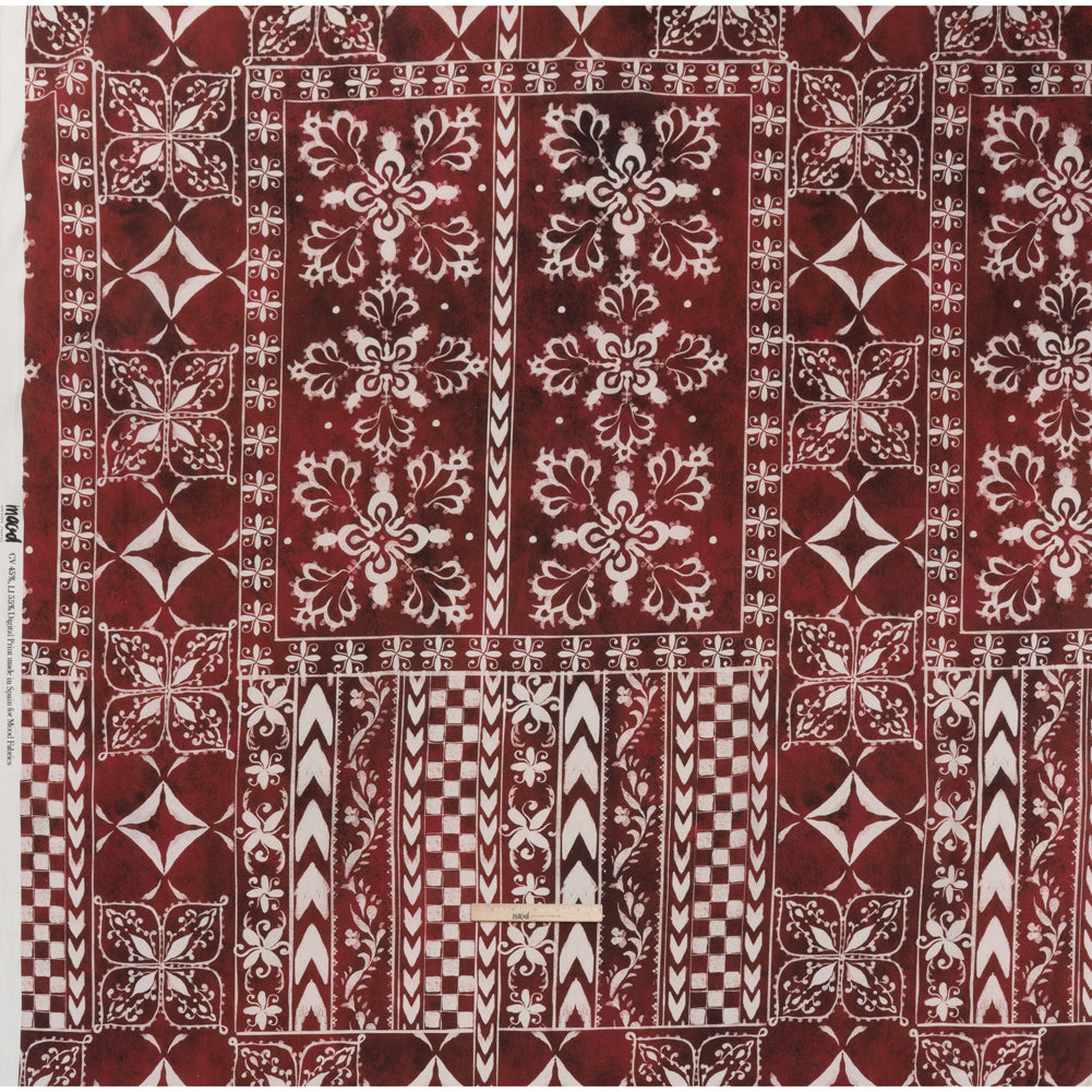Linen and Rayon Woven - Dark Red and White Checks and Flowers Patchwork - Mood Exclusive Magnolia Mosaic Print Linen and Rayon Woven - Dark Red and White Checks and Flowers Patchwork - Mood Exclusive Magnolia Mosaic Print