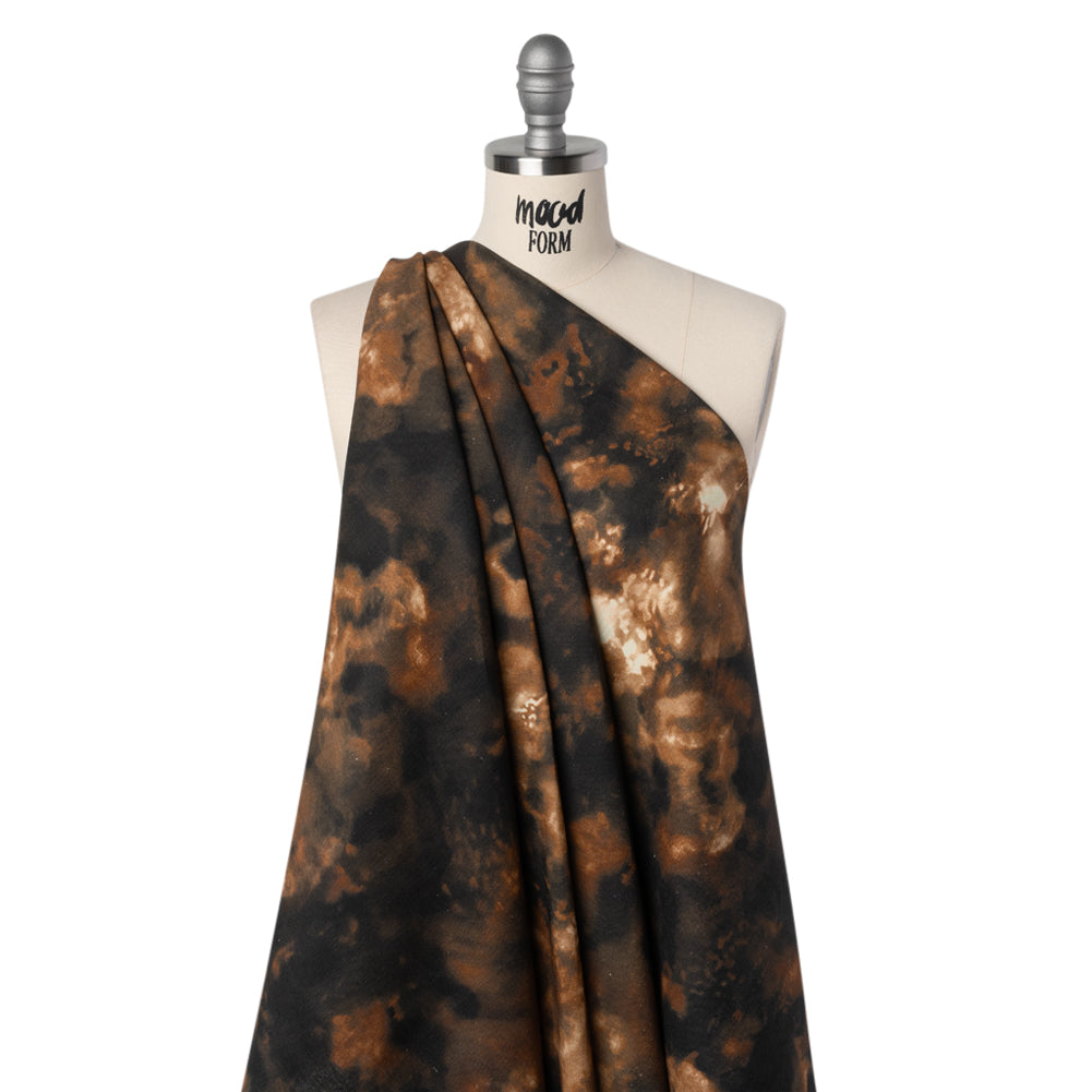 Linen and Rayon Woven - Brown and Black Abstract Splashes - Mood Exclusive Mocha Mist Print Drape Linen and Rayon Woven - Brown and Black Abstract Splashes - Mood Exclusive Mocha Mist Print Drape