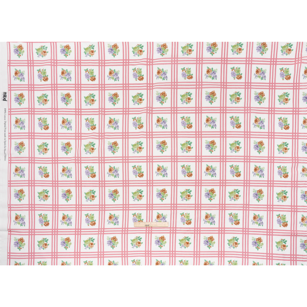 Slubbed Gauzy Cotton Woven - Pink, Red and Purple Check with Flower Bouquets - Mood Exclusive Banquet Bouquet Print Slubbed Gauzy Cotton Woven - Pink, Red and Purple Check with Flower Bouquets - Mood Exclusive Banquet Bouquet Print