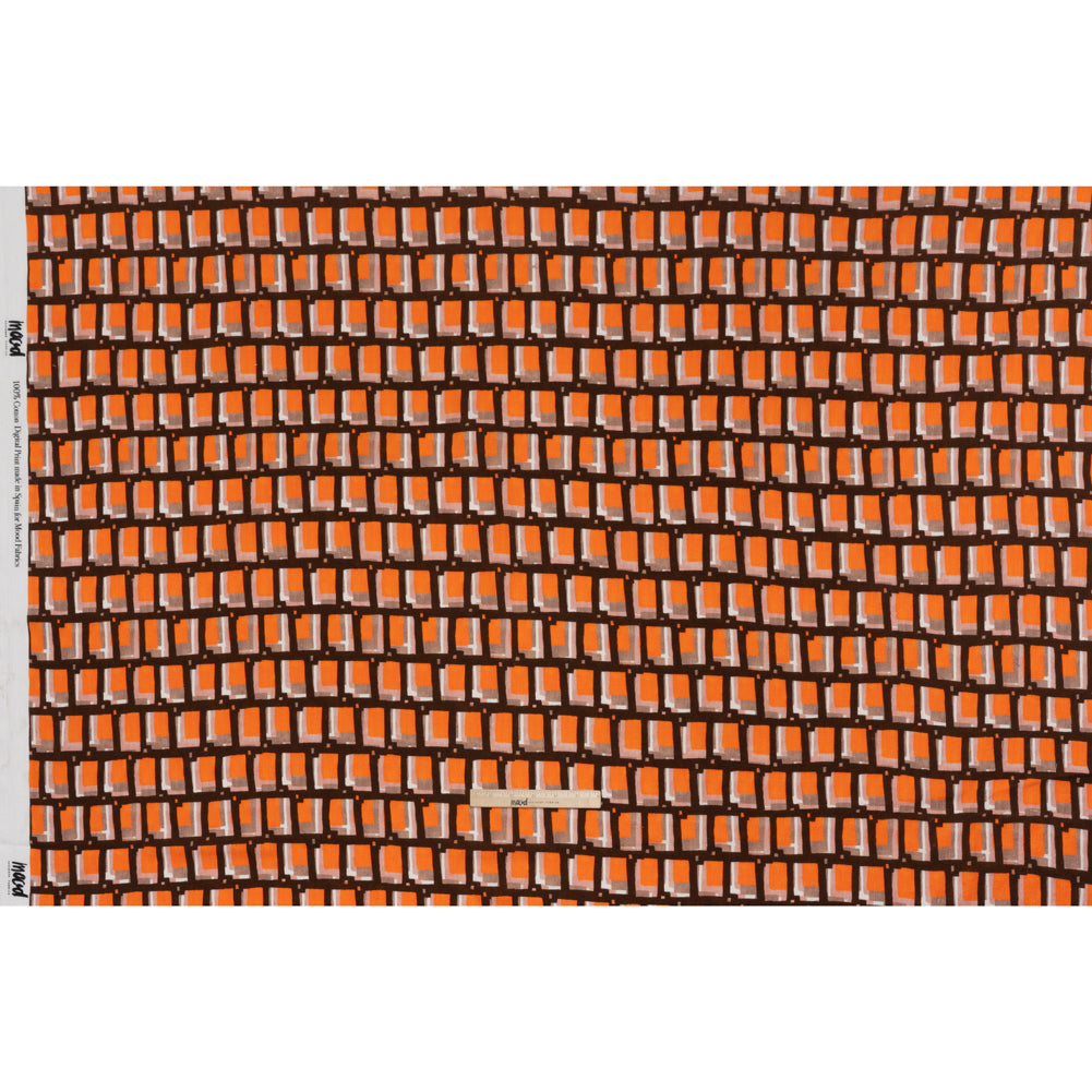 Slubbed Gauzy Cotton Woven - Orange, Brown and Pink Geometric Blocks - Mood Exclusive Cubist Canvas Print Slubbed Gauzy Cotton Woven - Orange, Brown and Pink Geometric Blocks - Mood Exclusive Cubist Canvas Print
