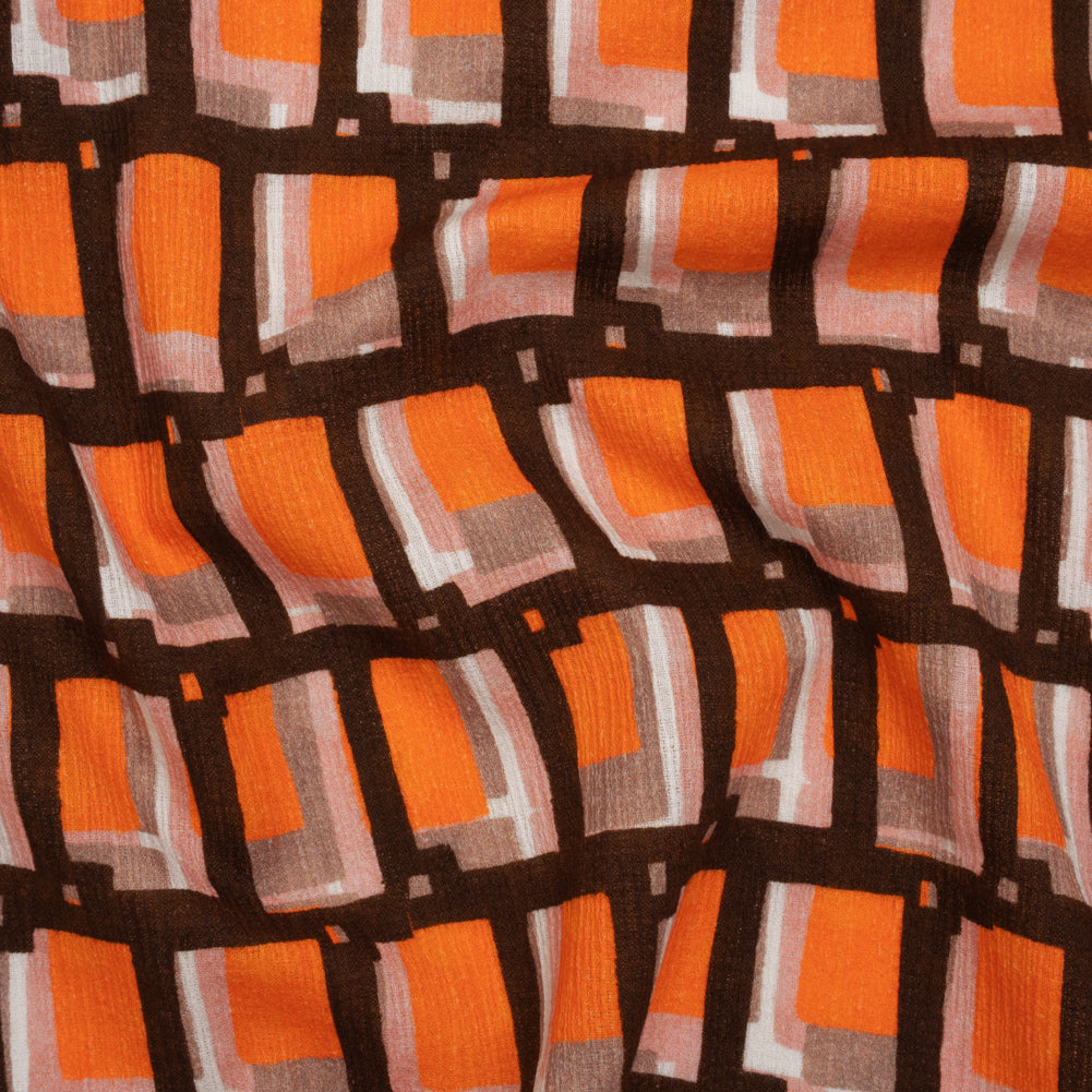 Slubbed Gauzy Cotton Woven - Orange, Brown and Pink Geometric Blocks - Mood Exclusive Cubist Canvas Print Slubbed Gauzy Cotton Woven - Orange, Brown and Pink Geometric Blocks - Mood Exclusive Cubist Canvas Print