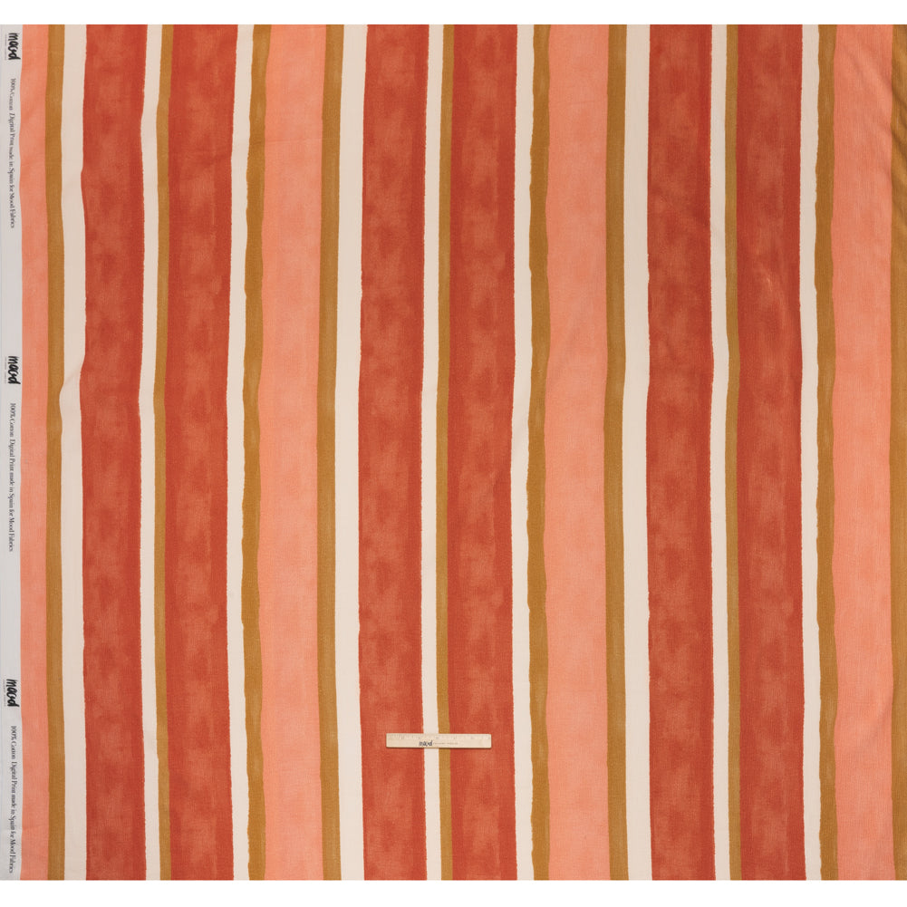 Slubbed Gauzy Cotton Woven - Rust, Peach and Yellow Ochre Stripes - Mood Exclusive Canyon Cove Print Slubbed Gauzy Cotton Woven - Rust, Peach and Yellow Ochre Stripes - Mood Exclusive Canyon Cove Print