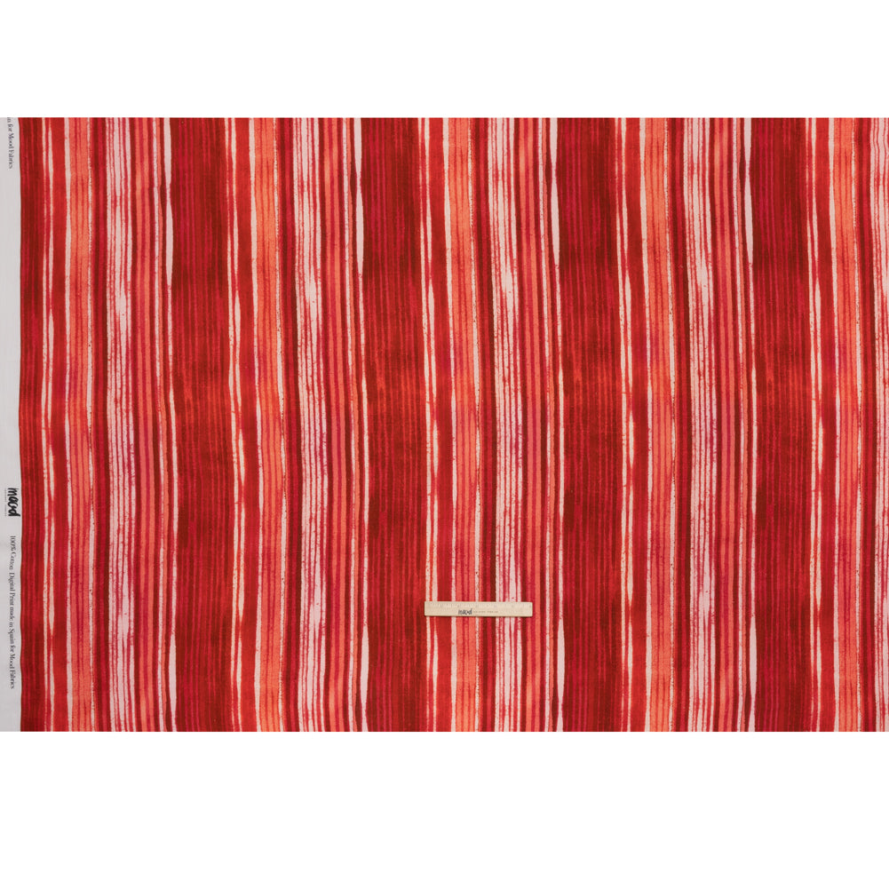 Slubbed Gauzy Cotton Woven - Red, Pink and Brown Painterly Barcode Stripes - Mood Exclusive Peppermint Parade Print Slubbed Gauzy Cotton Woven - Red, Pink and Brown Painterly Barcode Stripes - Mood Exclusive Peppermint Parade Print