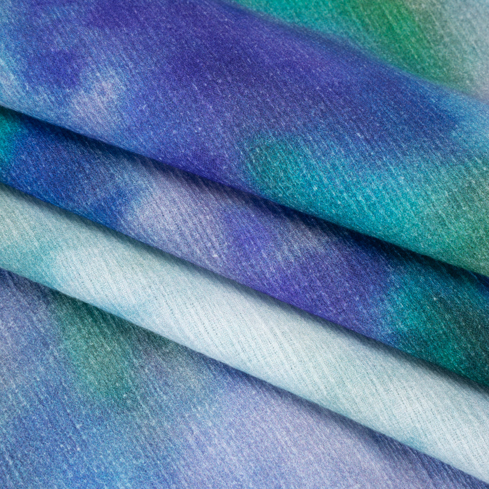 Slubbed Gauzy Cotton Woven - Ultramarine Blue, Green and Teal Soft Tie Dye - Mood Exclusive Soft Sighs Print Slubbed Gauzy Cotton Woven - Ultramarine Blue, Green and Teal Soft Tie Dye - Mood Exclusive Soft Sighs Print