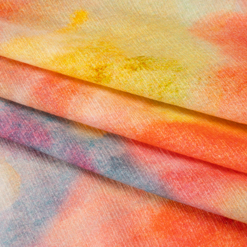 Slubbed Gauzy Cotton Woven - Coral Red, Yellow and Blue Bold Tie Dye - Mood Exclusive Dyed Delights Print Slubbed Gauzy Cotton Woven - Coral Red, Yellow and Blue Bold Tie Dye - Mood Exclusive Dyed Delights Print