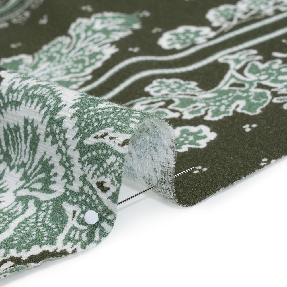 Slubbed Gauzy Cotton Woven - Dark Olive Green and Muted Teal Floral Handkerchief Panel - Mood Exclusive Needlepoint Picnic Print Slubbed Gauzy Cotton Woven - Dark Olive Green and Muted Teal Floral Handkerchief Panel - Mood Exclusive Needlepoint Picnic Print