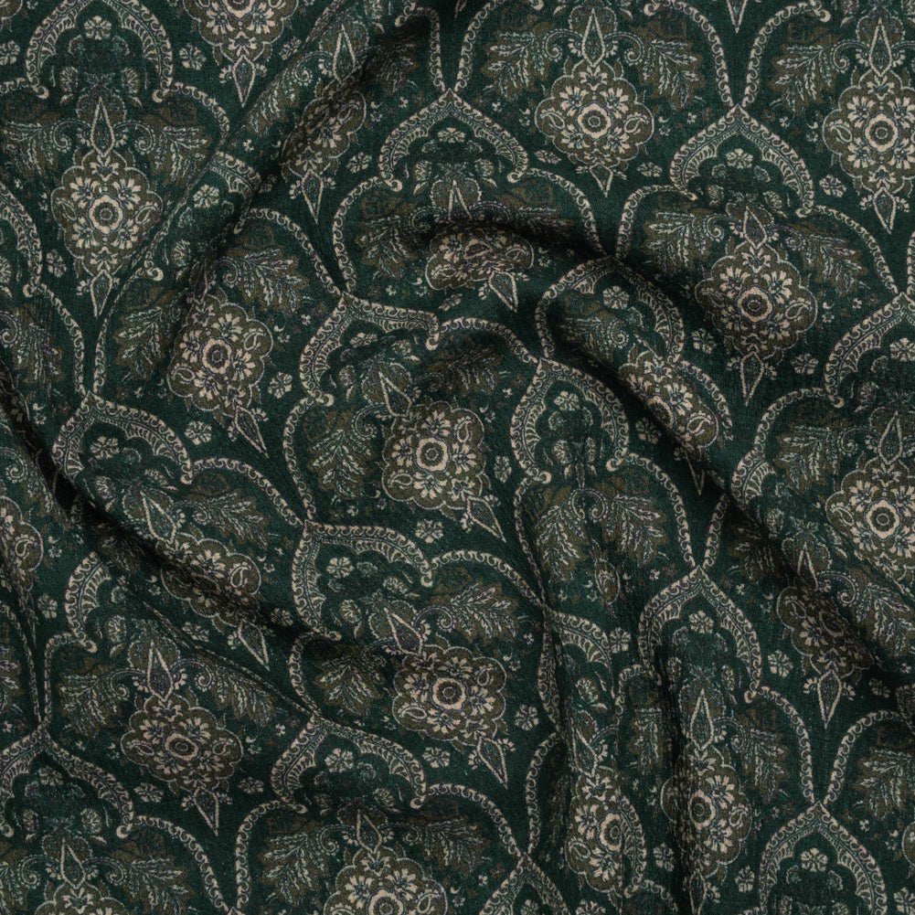 Slubbed Gauzy Cotton Woven - Deep Green, Beige and Olive Fancy Floral Tiles - Mood Exclusive Fairytale Scales Print Slubbed Gauzy Cotton Woven - Deep Green, Beige and Olive Fancy Floral Tiles - Mood Exclusive Fairytale Scales Print